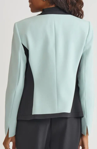 Kasper Contrast Trim Tweed Jacket In Blue