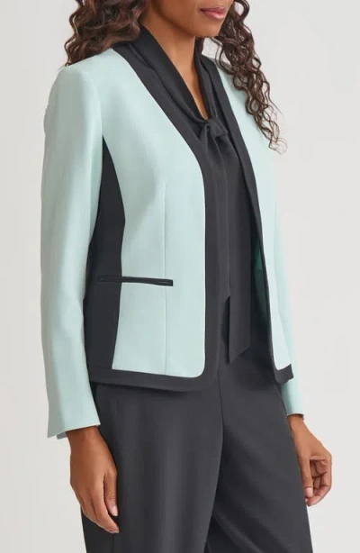 Kasper Contrast Trim Tweed Jacket In Blue