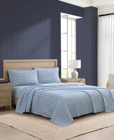 Tommy Hilfiger Printed 200-thread Count Cotton Percale 4-pc. Sheet Set, Full In Blue