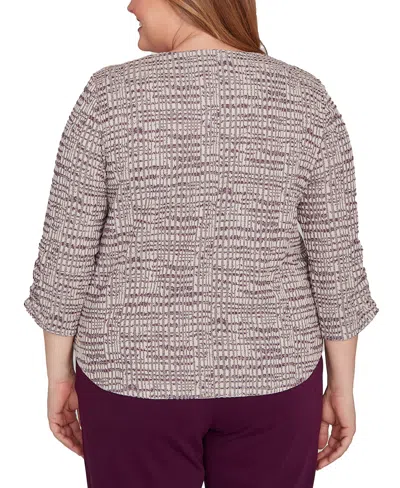 Alfred Dunner Plus Size Urban Legend Textured Shimmer Space Dye Top With Necklace In Blue