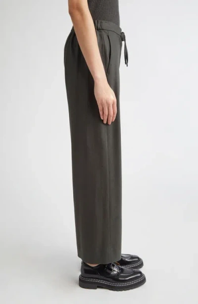 Max Mara Flora Stretch Virgin Wool Drawstring Pants In Green