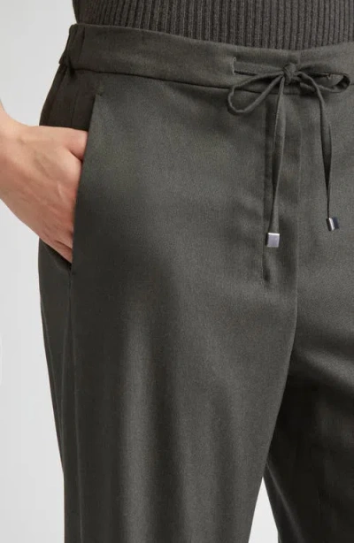 Max Mara Flora Stretch Virgin Wool Drawstring Pants In Green