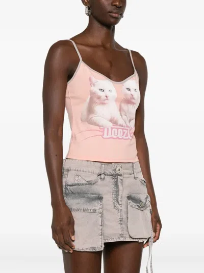 Diesel Cotton Top With Thin Straps In Pink