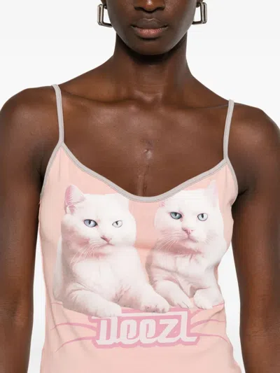 Diesel Cotton Top With Thin Straps In Pink