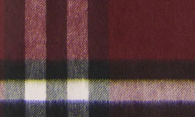 Burberry Check Patterned Cashmere Scarf Fringed Edges In Purple