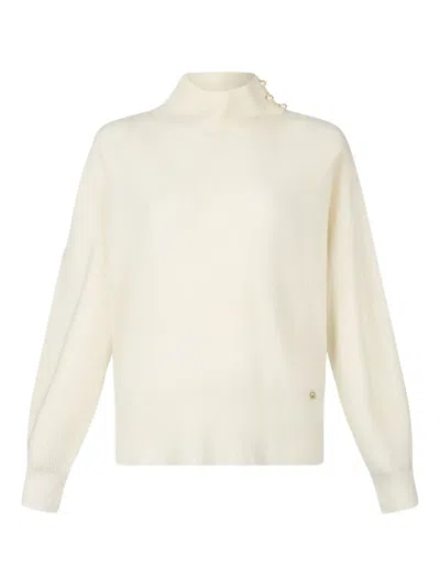 Liu •jo Liu Jo Off-white Pearl Embellished Puff Sweater In Neutral