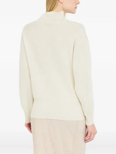 Liu •jo Liu Jo Off-white Pearl Embellished Puff Sweater In Neutral