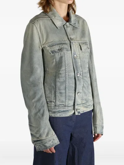 Rick Owens Drkshdw Long Sleeve Denim Jacket In Gray