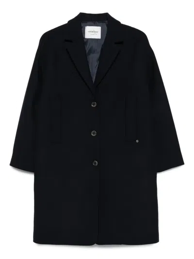 Ottod'ame Button-fastening Patch-pocket Midi Coat In Black