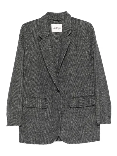 Ottod'ame Herringbone Single-breasted Blazer In Gray