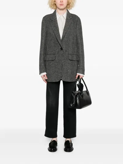 Ottod'ame Herringbone Single-breasted Blazer In Gray