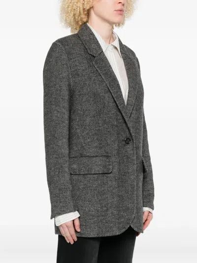 Ottod'ame Herringbone Single-breasted Blazer In Gray