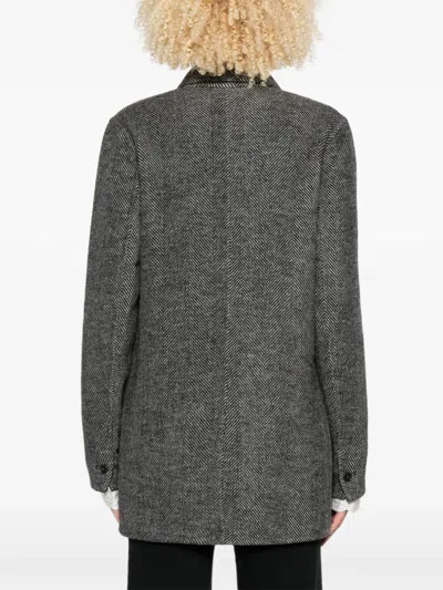 Ottod'ame Herringbone Single-breasted Blazer In Gray