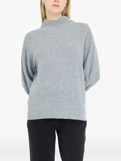 Liu •jo Liu Jo Grey Pearl Embellished Puff Sweater In Gray