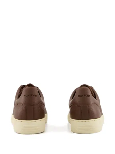 Tom Ford Warwick Leather Sneakers In Burgundy