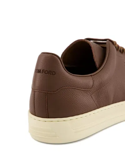 Tom Ford Warwick Leather Sneakers In Burgundy