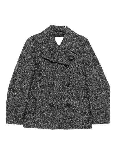 Sportmax Olaf Double Breast Wool Blend Short Coat In Gray