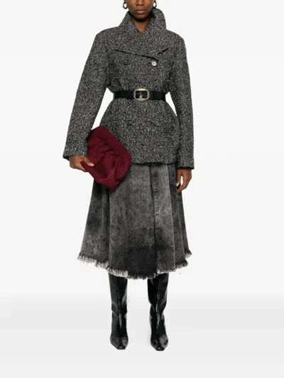Sportmax Olaf Double Breast Wool Blend Short Coat In Gray