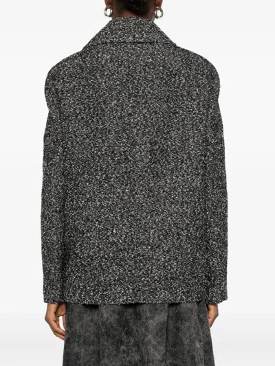 Sportmax Olaf Double Breast Wool Blend Short Coat In Gray