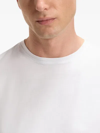 Hugo Boss Boss Mens White Crewneck Embroidered Branding Cotton-jersey T-shirt