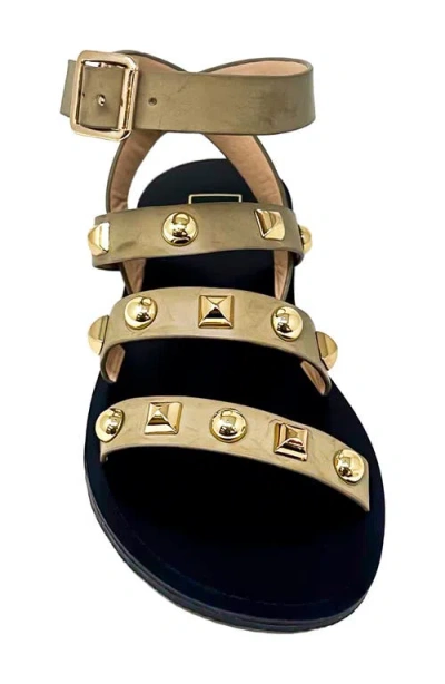 Shushop Daphne Studded Gladiator Sandal In Animal Print