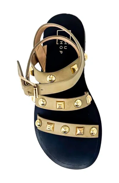 Shushop Daphne Studded Gladiator Sandal In Animal Print