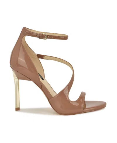 Nine West Women's Shimmy Asymmetrical High Stiletto Sandals In Neutral