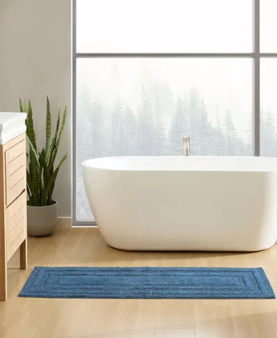 Eddie Bauer Logan Cotton Tufted Bath Runner Rug, 22" X 60" In Blue