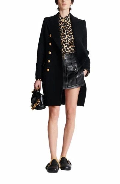 Balmain Leopard Print Jabot Collar Shirt In Animal Print