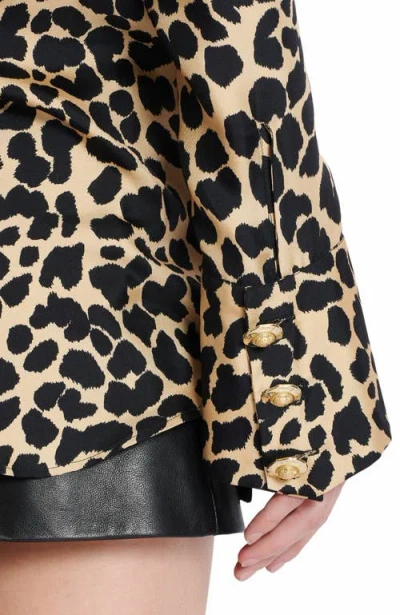Balmain Leopard Print Jabot Collar Shirt In Animal Print