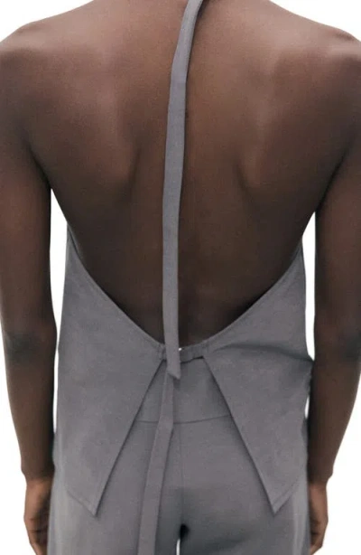 Mango Drape Halter Top In Gray