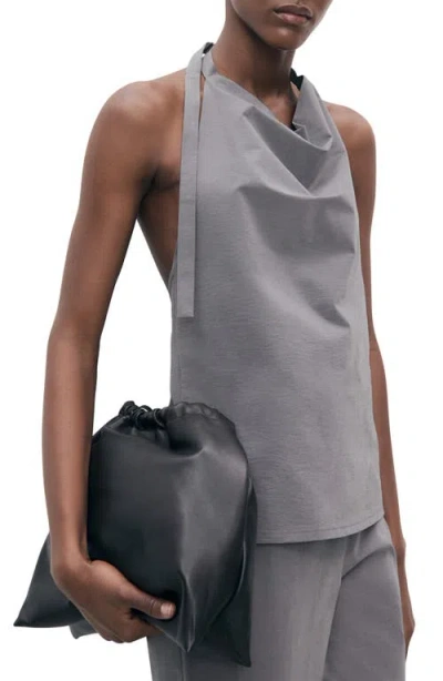 Mango Drape Halter Top In Gray