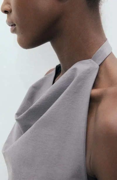 Mango Drape Halter Top In Gray