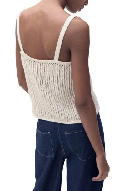 Mango Combined Top With Openwork Details Ecru In Neutral
