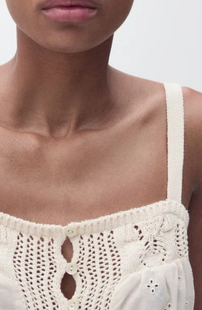 Mango Combined Top With Openwork Details Ecru In Neutral