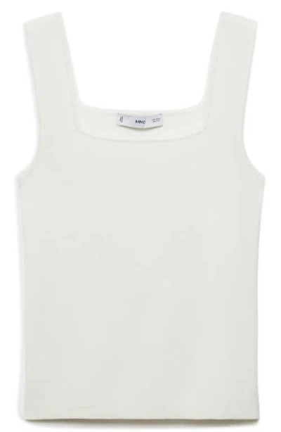 Mango Women's Low Neckline Fine-knit Top In White