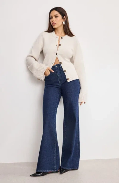 Good American Womens Vanilla001 Round-neck Button Knitted Cardigan Xs In Neutral