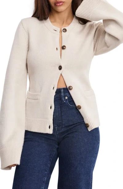Good American Womens Vanilla001 Round-neck Button Knitted Cardigan Xs In Neutral
