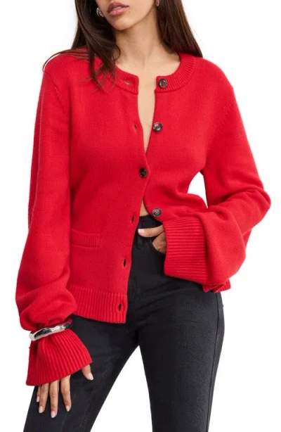 Good American Button Front Knit Cardigan Chili001 In Red