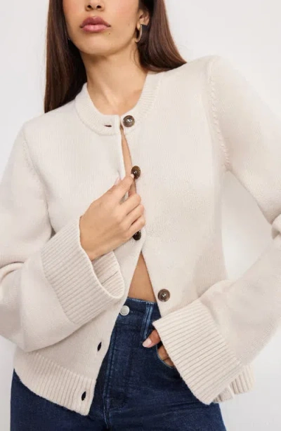 Good American Womens Vanilla001 Round-neck Button Knitted Cardigan Xs In Neutral
