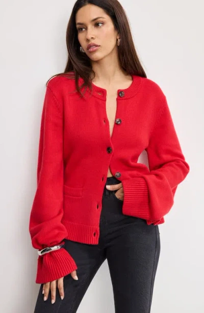 Good American Button Front Knit Cardigan Chili001 In Red
