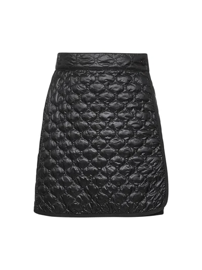 Moncler Quilted Black Skirt With Glossy Finish And Wrap Style