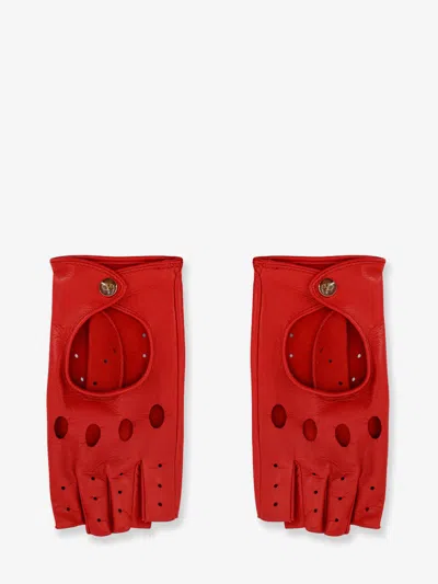 Valentino Perforated Leather Gloves In Red