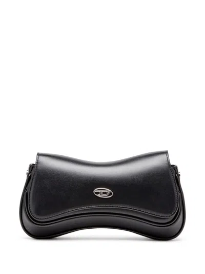 Diesel Curved Silhouette Clutch With Adjustable Strap In Black