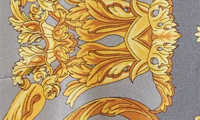 Versace Formal Cheetah Barocco Print Silk Button-up Shirt In Gold