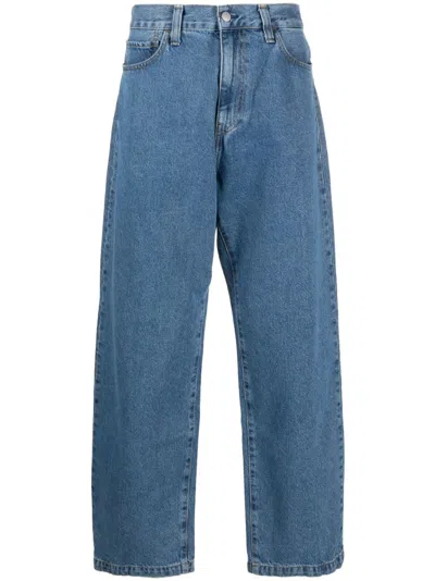 Carhartt Straight Leg Denim Trousers With Belt Loops In Blue