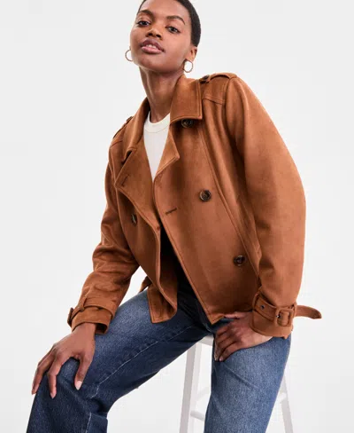 Steve Madden Women's Belted Faux-leather Jacket In Brown