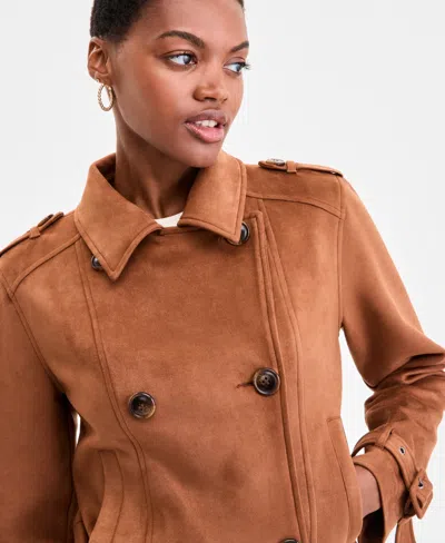 Steve Madden Women's Belted Faux-leather Jacket In Brown