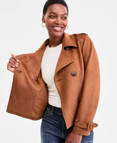 Steve Madden Women's Belted Faux-leather Jacket In Brown