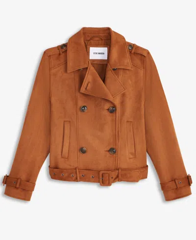 Steve Madden Women's Belted Faux-leather Jacket In Brown